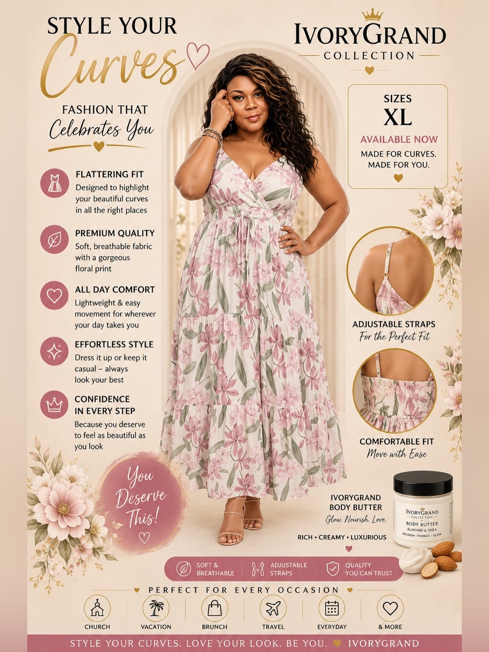 Boho Floral Print Maxi Dress Size X-LARGE NWT